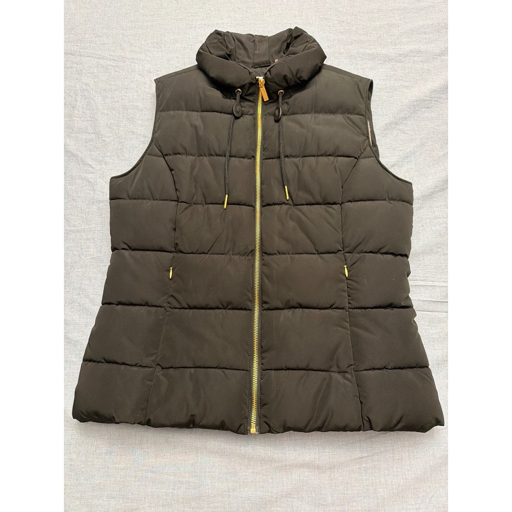 Calvin Klein Women's Black Puffer Vest Gold Zip Size Medium